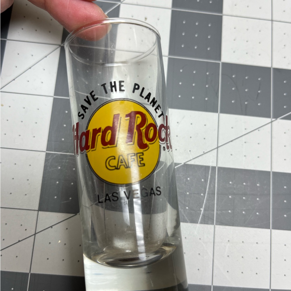 6 Hard Rock Cafe tall shot glasses and 1 Hurricane glass - Picture 4 of 8